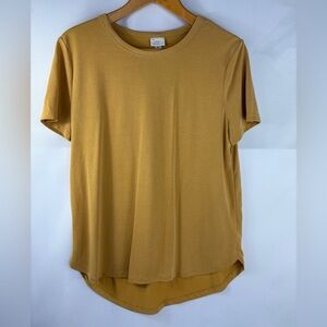 A New Day Women's Yellow Casual Fit Crewneck Short Sleeve Tee Shirt Medium
